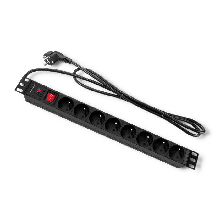 Qoltec Listwa Zasilajaca Antyprzepieciowa Cb Do Szafy Rack 19" 1u 16a Pdu 8xfrench 2m