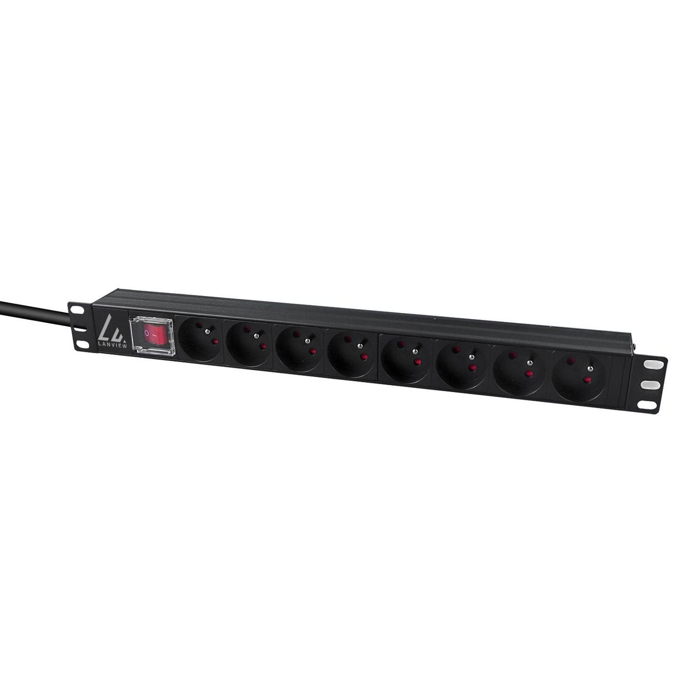 EAN 5715063197141 - Lanview LVR-2MSCH-SW-C13-8 unidad de distribución de energía (PDU) 8 salidas AC 1U Negro imagen 2