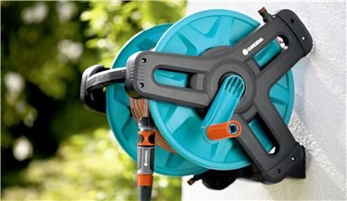 Gardena 8009-20 Carrete De Manguera De Jardín Carrete De Pared Manual Negro, Verde