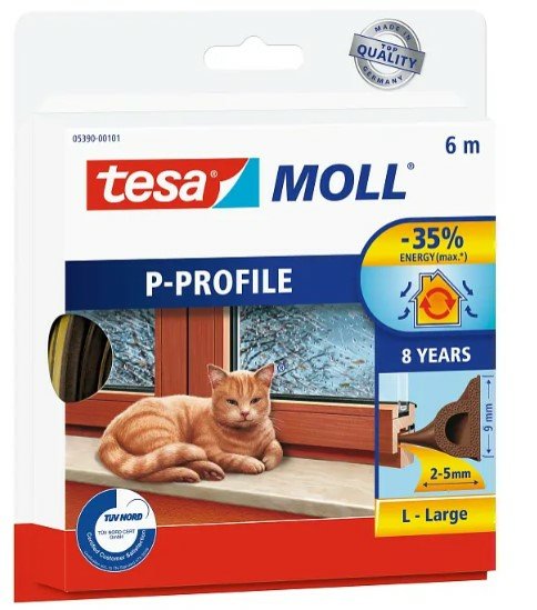 Tesa Window Seal 6m X 9mm P-Profile Brown 05390