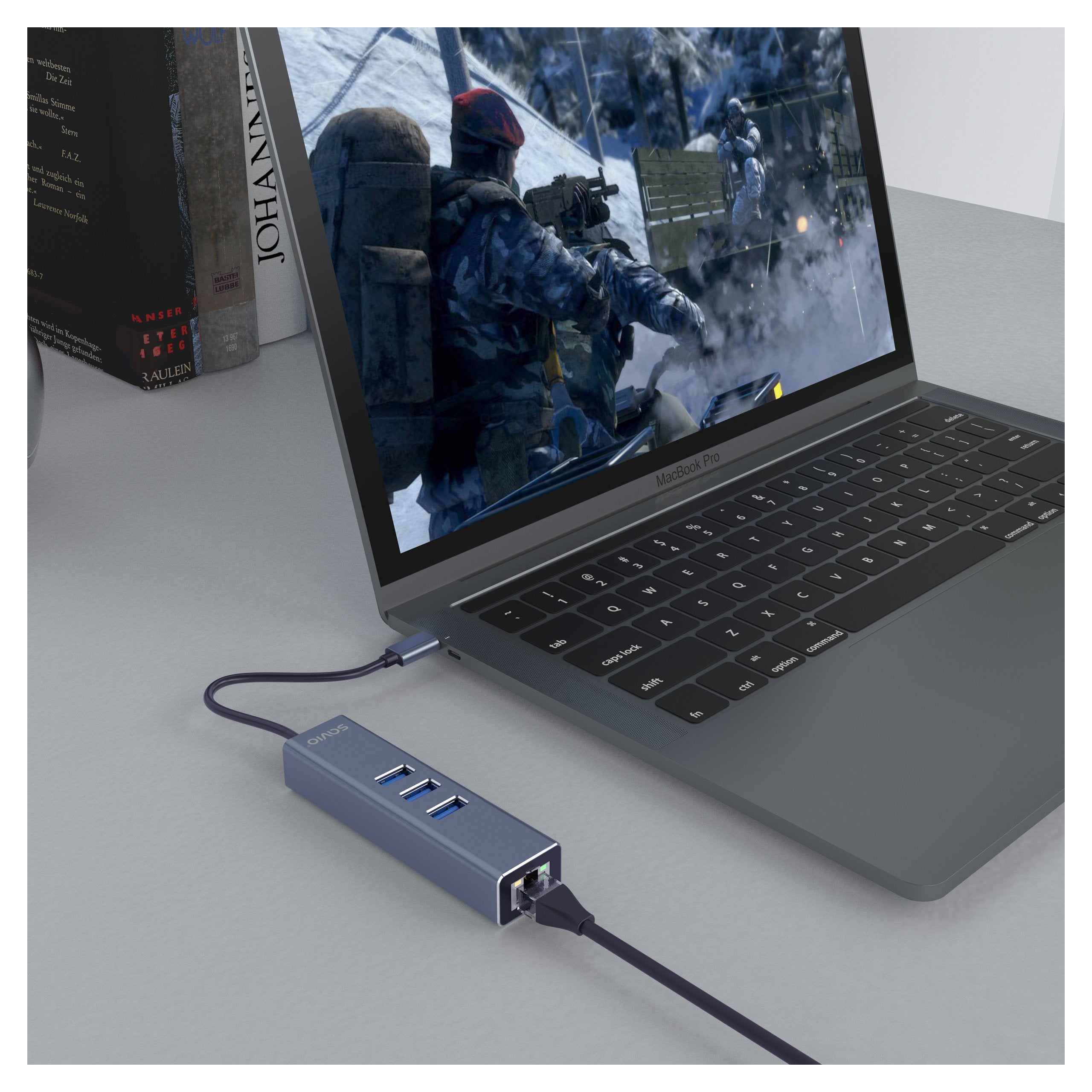 EAN 5901986047766 - Savio AK-57 USB-C - 3 x USB-A HUB with RJ-45 Gigabit Ethernet adapter 5000 Mbit/s grey 2 x USB 3.2 Gen 2 imagen 4