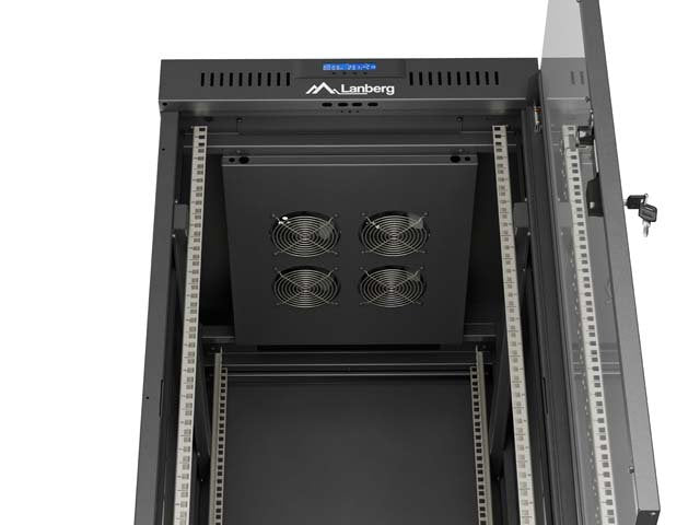 Lanberg Rack Cabinet 19" Free-Standing 24u 600x800 Flat Pack With Glass Door Lcd Negro V2