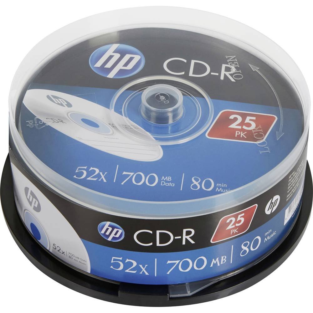 Hp Cd-R , 700mb, 52x, Tarrina De 25 Unidades