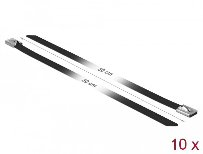 Delock Bridas De Acero Inoxidable L 300 X B 7,9 Mm Negro 10 Piezas