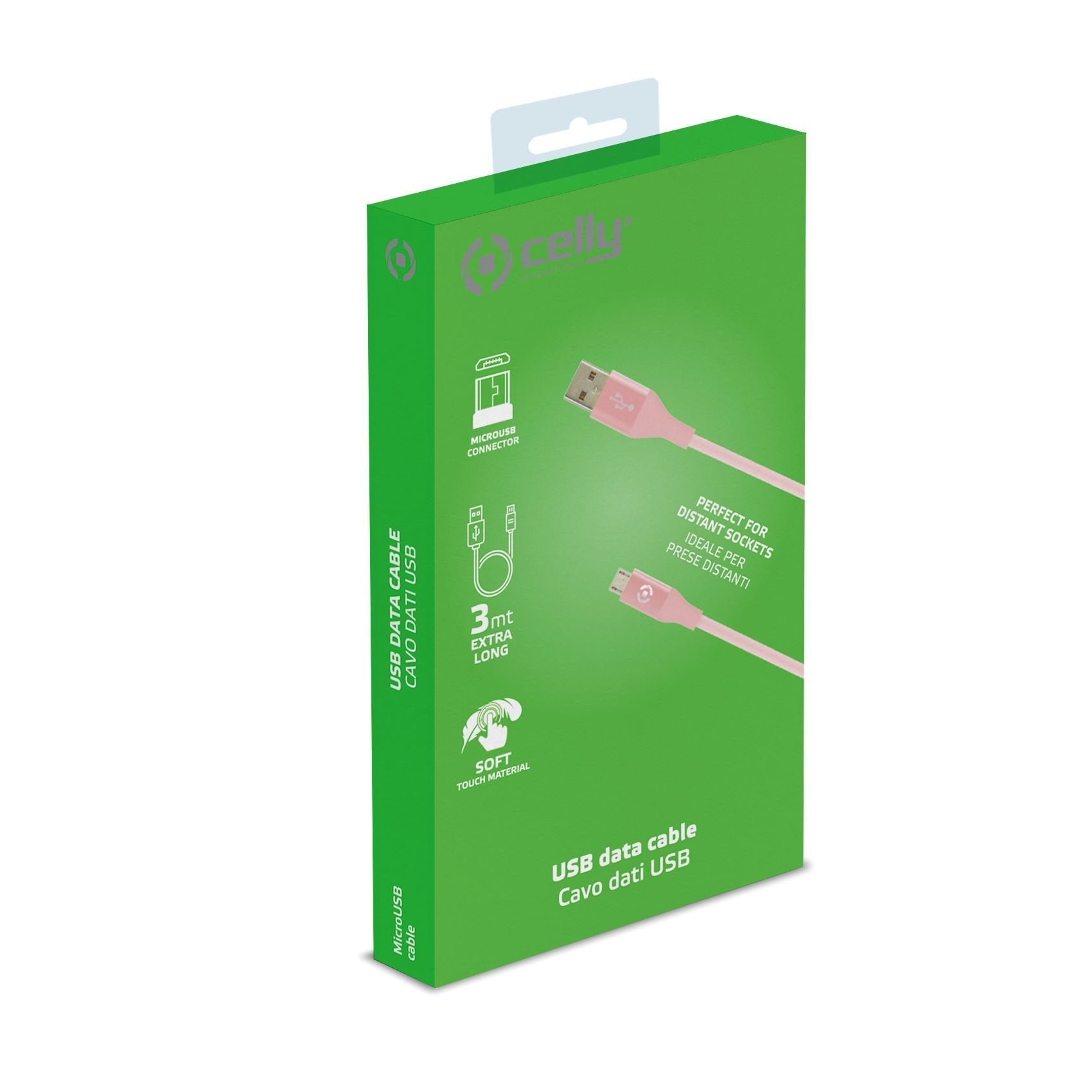 Data Cable Lightning Celly Usblightcol3mpk 3mt Pink
