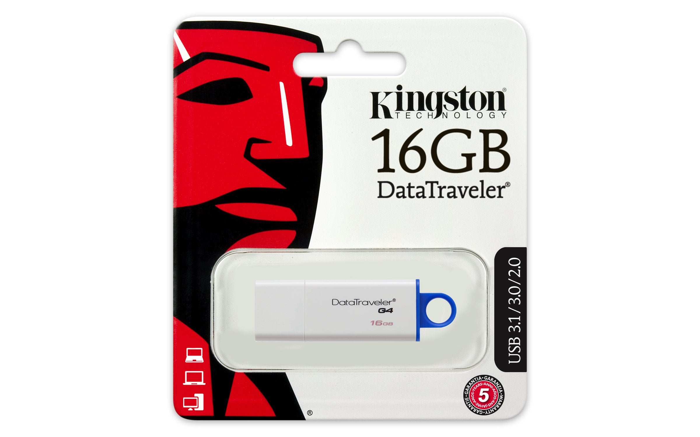 EAN 0740617220452 - Kingston Technology DataTraveler G4 unidad flash USB 16 GB USB tipo A 3.2 Gen 1 (3.1 Gen 1) Azul, Blanco imagen 6