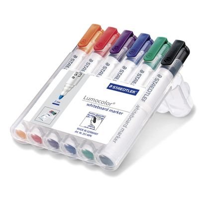 EAN 4007817328941 - Staedtler Lumocolor whiteboard marker 351 marcador 6 pieza(s) Punta redonda Negro, Azul, Verde, Naranja, imagen 1