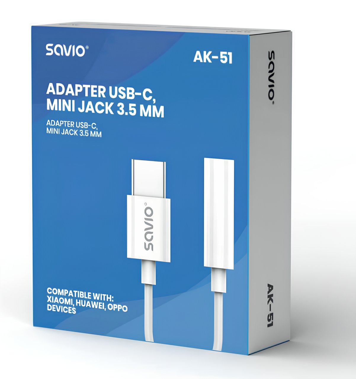 EAN 5901986047506 - Savio AK-51 cable de audio 0,11 m 3,5mm USB Tipo C Blanco imagen 4