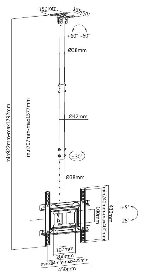 EAN 4015867204979 - Equip 650321 soporte para pantalla de señalización 177,8 cm (70") Negro imagen 8