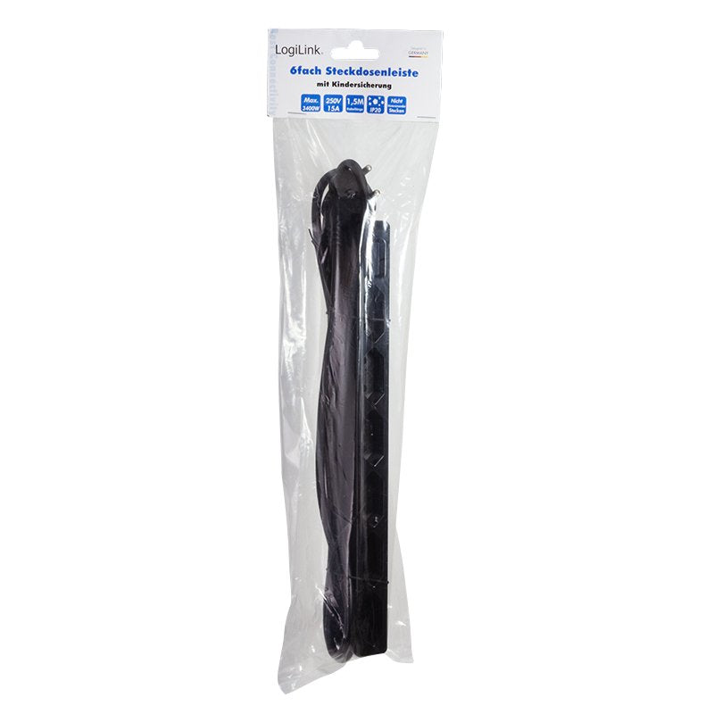 Regleta Logilink Outlet Strip Euro Sockets Black