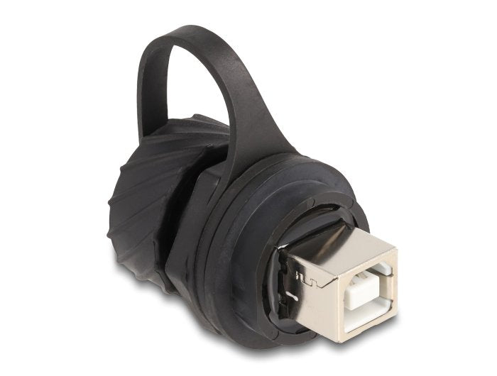 Delock 88004 Conector De Cable Usb 2.0 Tipo-B Hembra A Hembra Para Instalación Con Bayoneta Tapa Protectora Ip68 Resistente Al Polvo Y Al Agua Negro