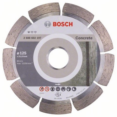 Disco De Corte Diamantado Bosch Standard Para Hormigón, Ø 125 Mm (Diámetro 22,23 Mm) 2608602197