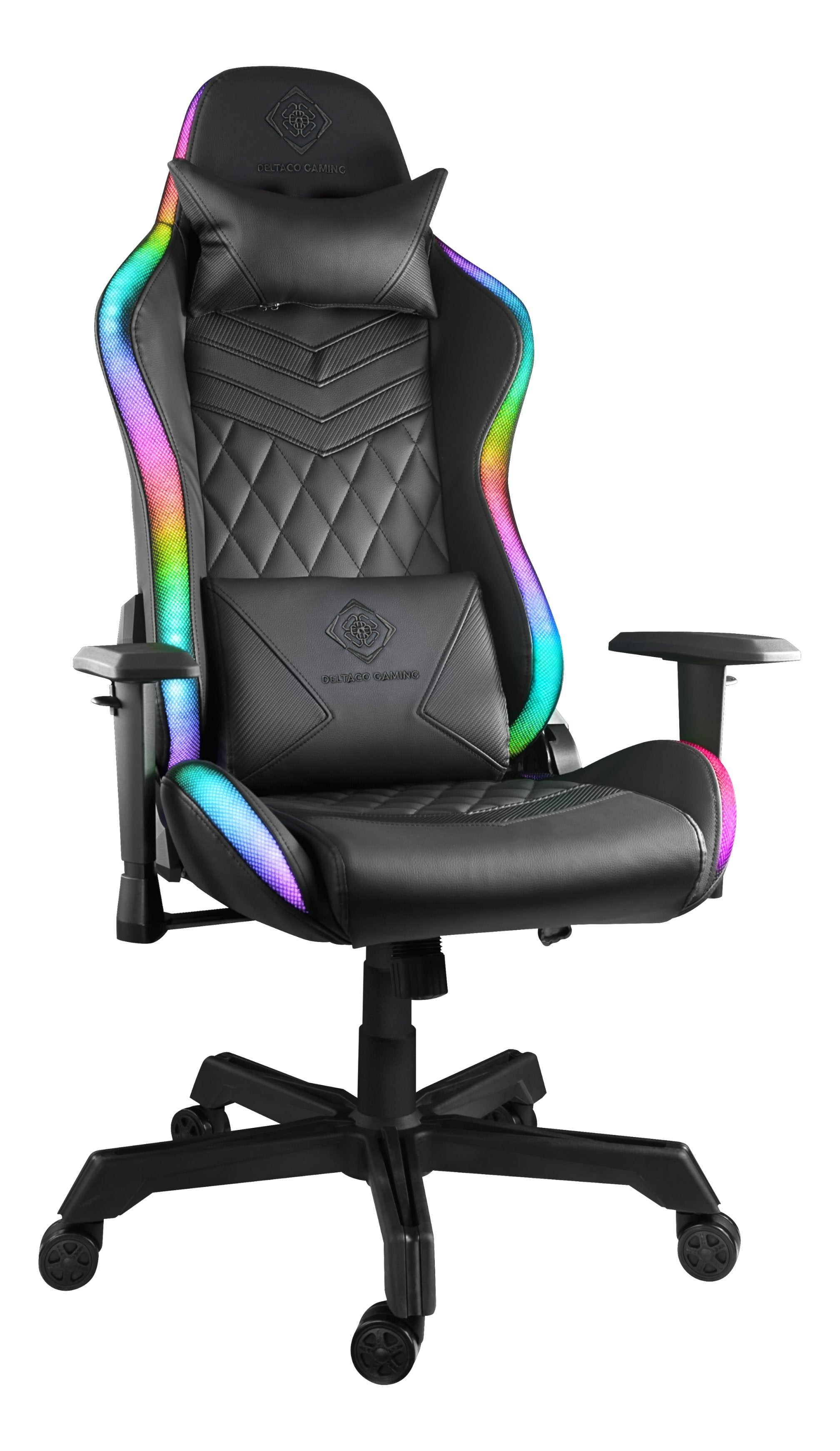 Silla Gaming Deltaco Gam-080 Gamingstuhl Kunstleder M. Rgb Led Schwarz
