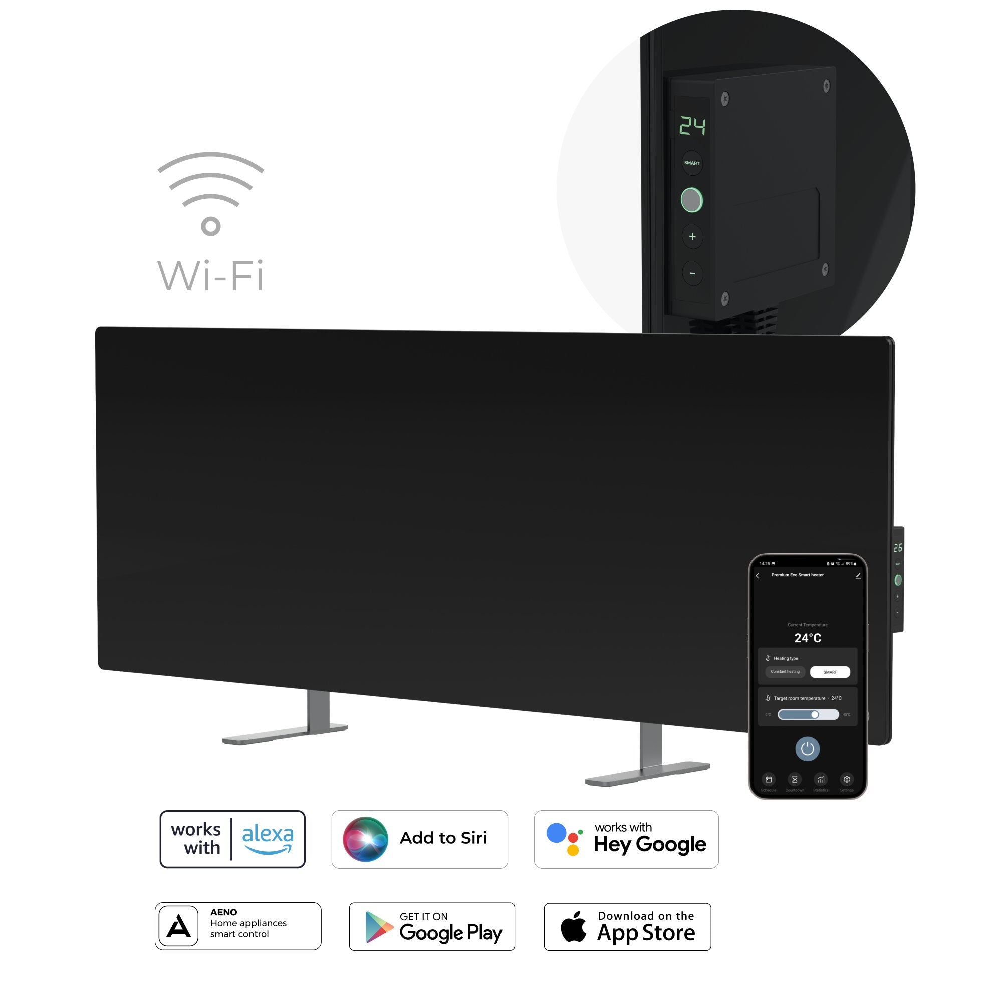 Radiador De Infrarrojos Aeno Premium Eco Smart Led Gh4s 700w Bk