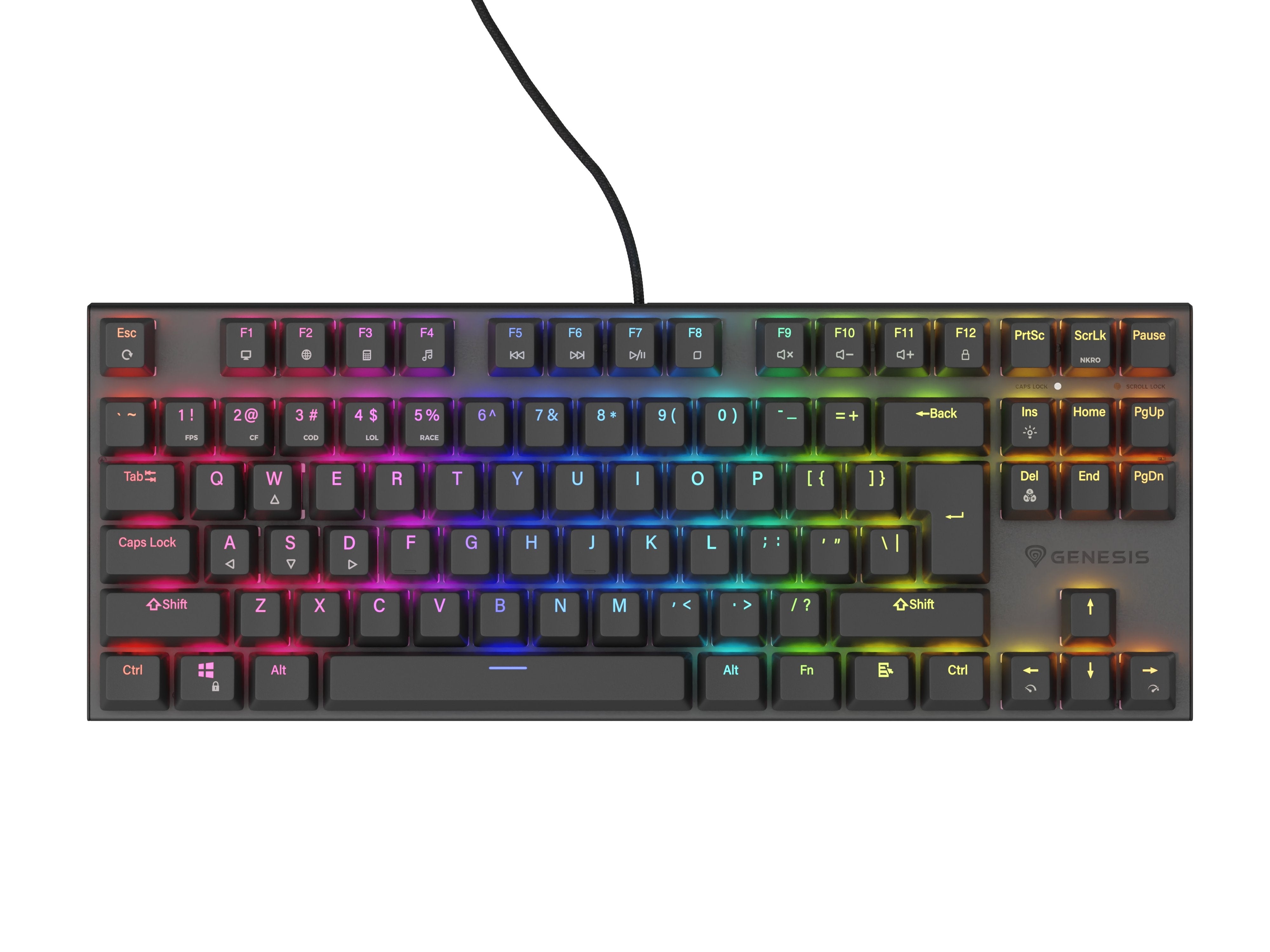 Teclado Ingles Gaming Genesis Thor 303 Tkl Rgb Neg Mecanic Switch Peach Silen Hot Swap