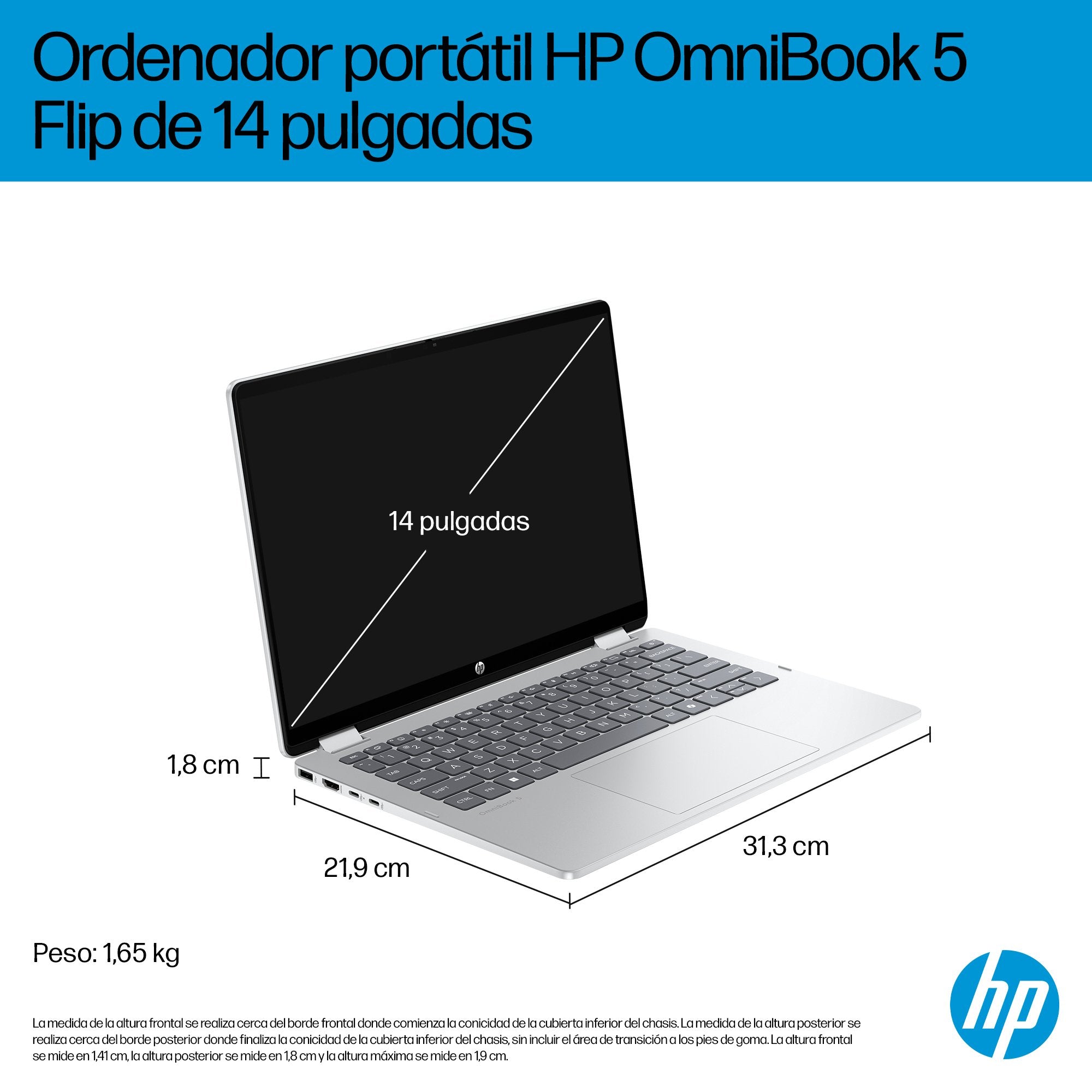 EAN 199251190070 - HP OmniBook 5 Flip 14-fp0020ns Intel® Core™ i5 i5-1334U Híbrido (2-en-1) 35,6 cm (14") Pantalla táctil 2K imagen 6