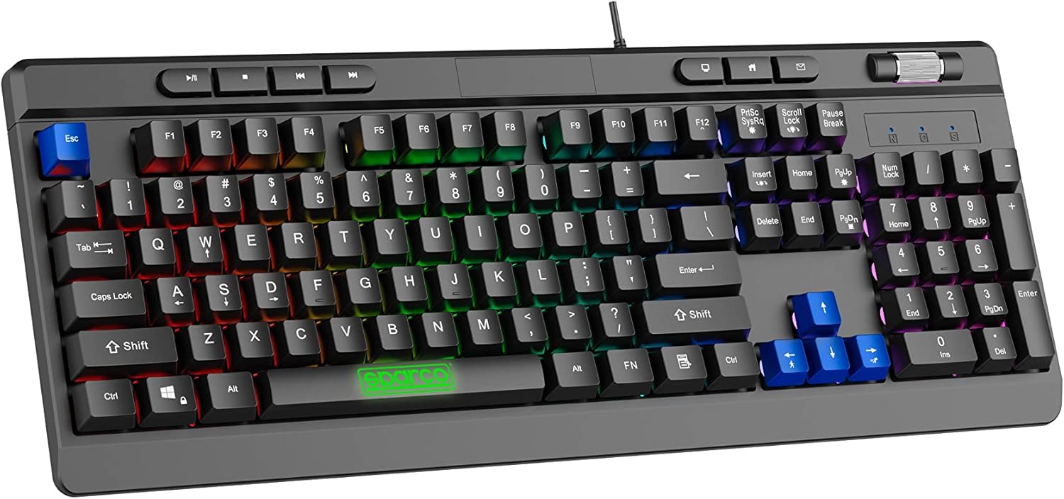 Teclado Español Sparco Spmemkeybesp Gaming Negro Qwerty Cable Usb