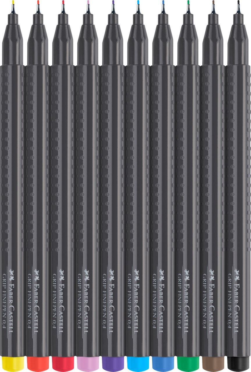 Faber-Castell Grip Fineliner, 0,4, Caja De Plástico De 10, Bolígrafo 151610