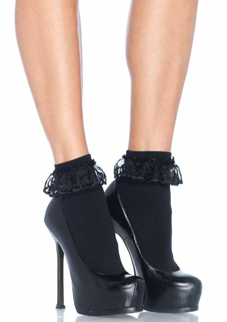 Leg Avenue - Calcetines Negros Con Volante Decorativo