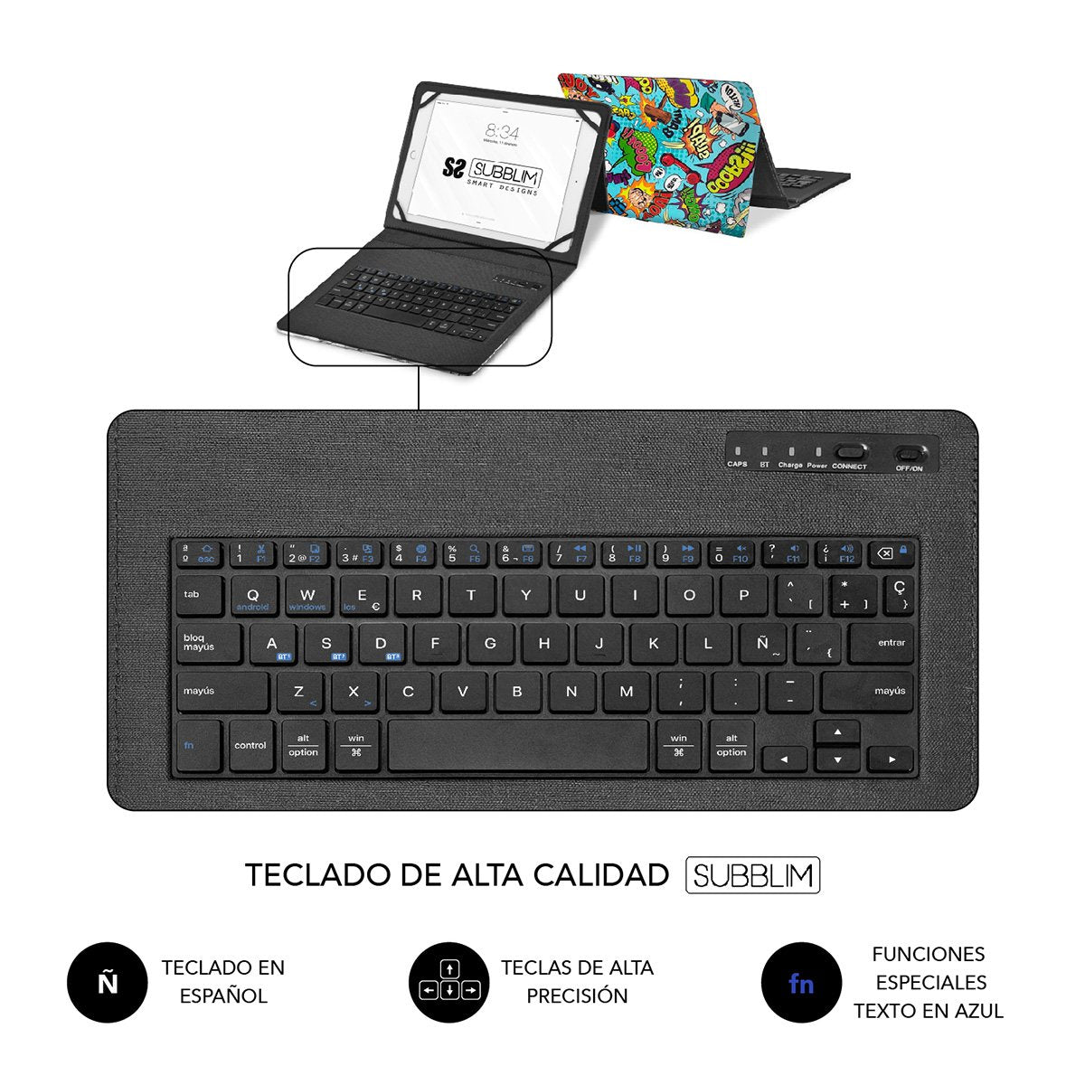 EAN 8436586742430 - SUBBLIM SUBKT5-BTTC20 teclado para móvil QWERTY Español Bluetooth Multicolor imagen 5
