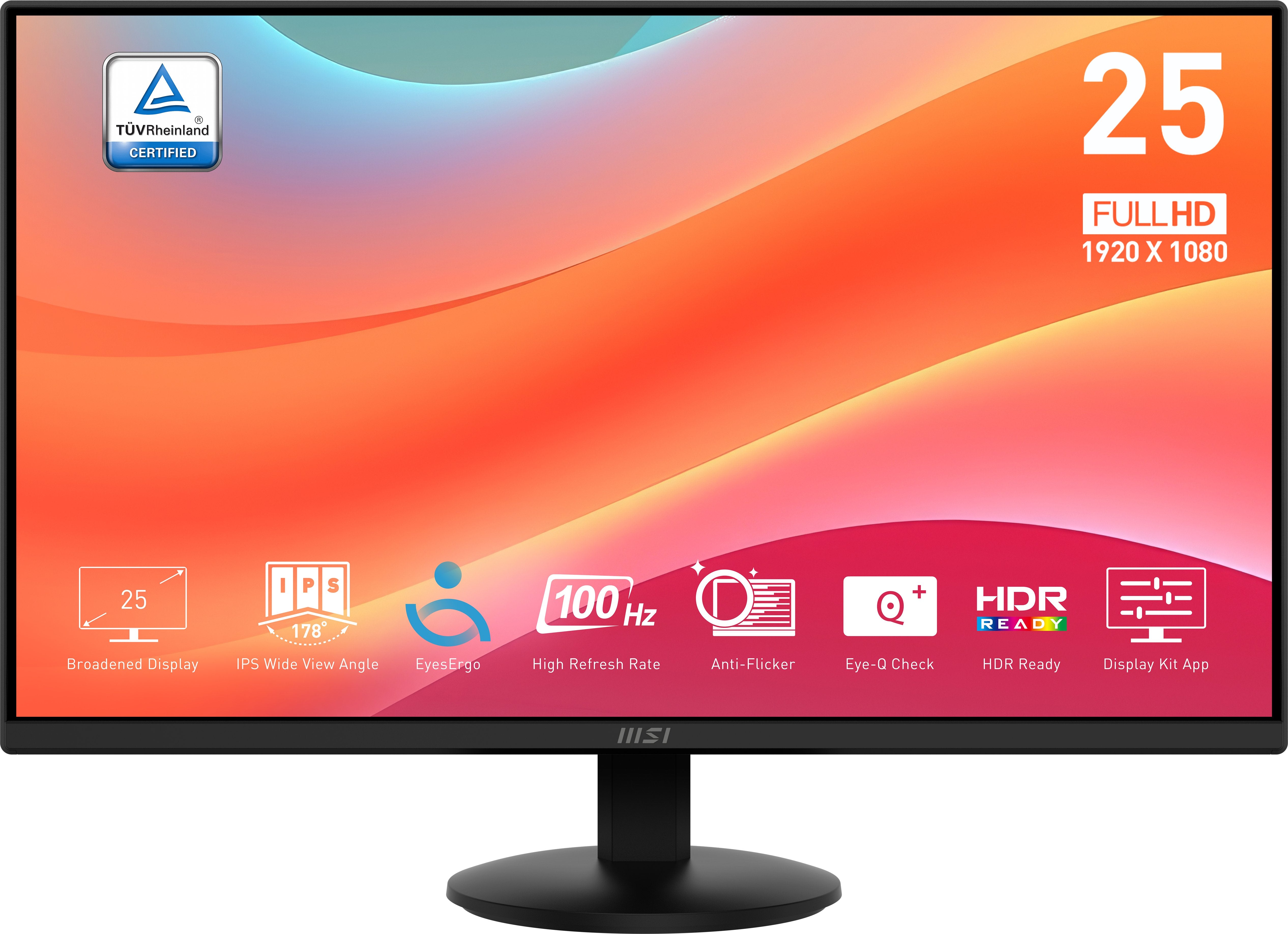 Monitor Msi Pro Mp252l 23.8" Ips Fhd 250cd M2 100hz 4ms Hdmi Dp