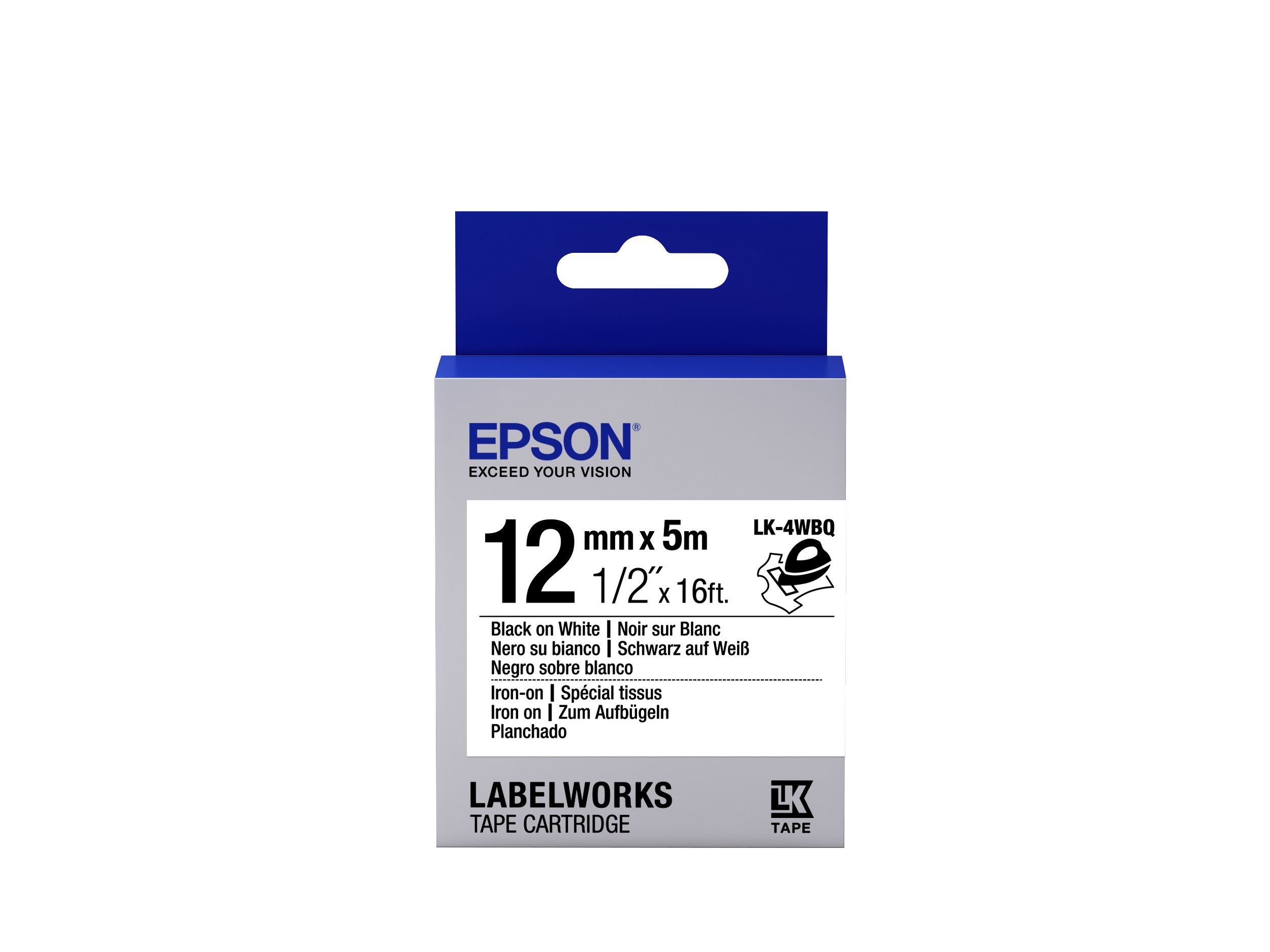 Epson Epson Label Cartridge Iron On Lk-4wbq Black/White 12mm (5m)