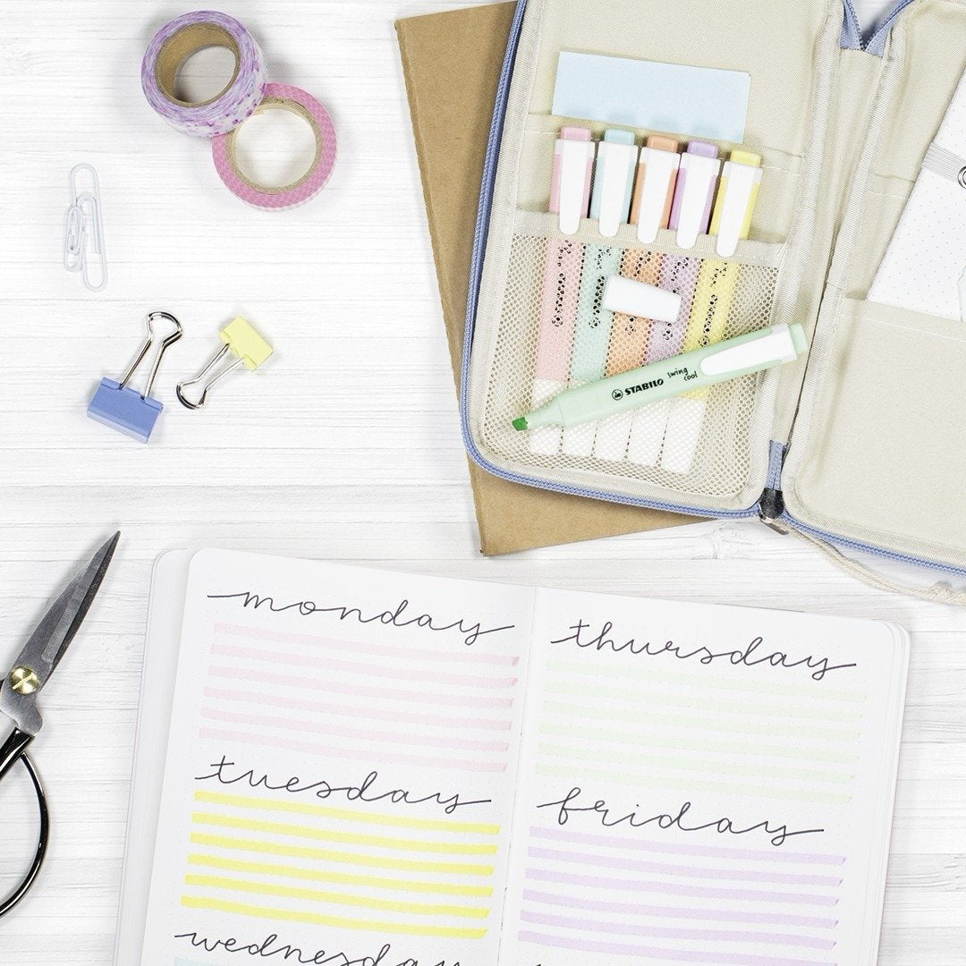 Estuche 4 Rotuladores Stabilo Swing Cool Pastel Turquesa / Menta / Rosa / Violeta Colores Pastel Tecnología Anti-Secado 2 Anchos De Trazo (1+4