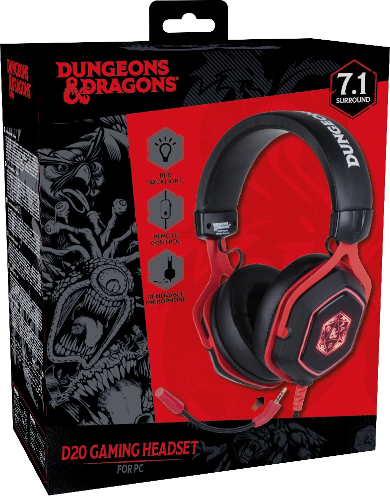 Headset Konix Dungeons And Dragons 7.1 D20 Micro Flexible Multiplataforma Kx-Dnd-Gh-R20-Pc