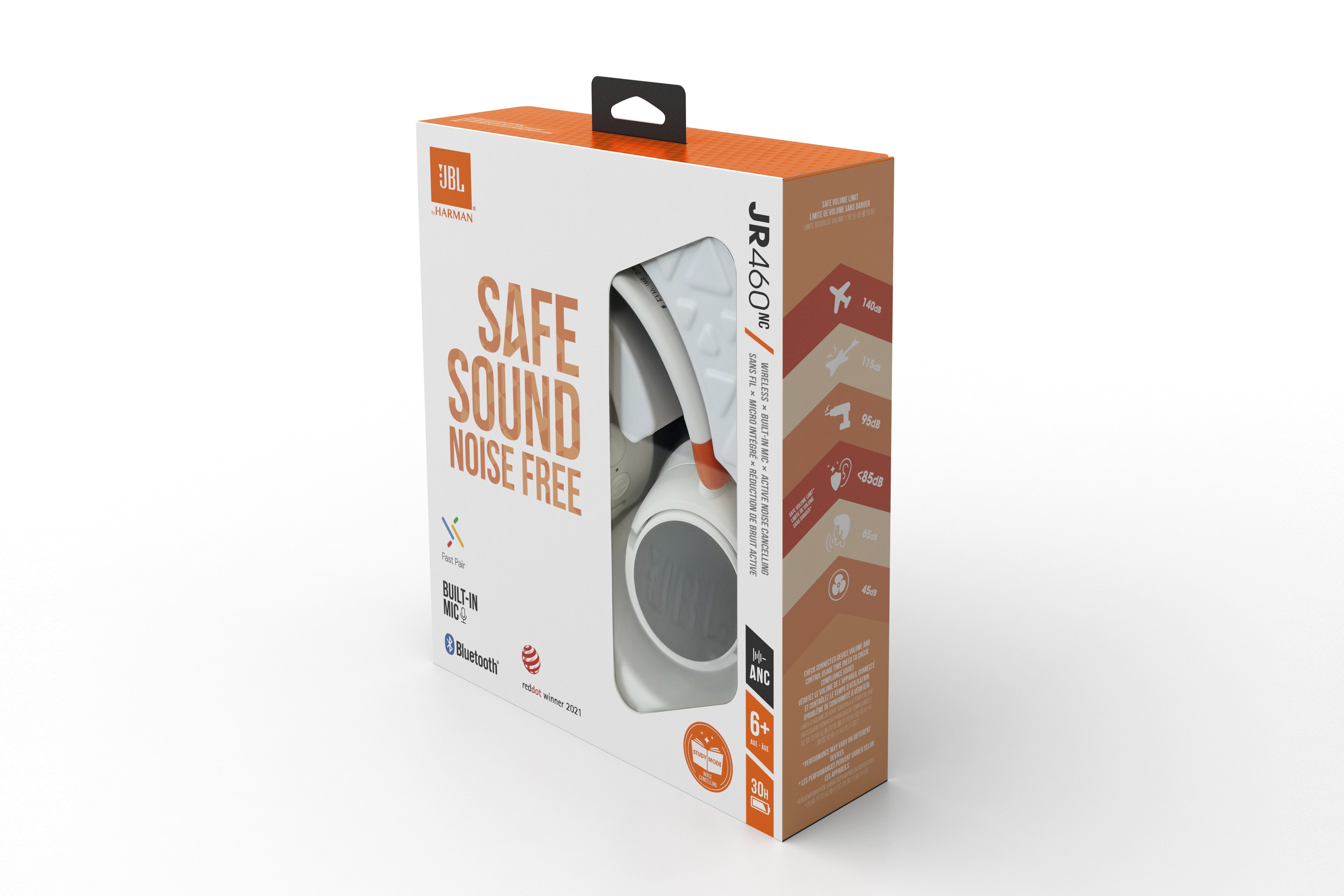 Jbl Jr 460 Nc Over-Ear Kopfhörer Con Noise-Cancelling Para Kinder In Blanco