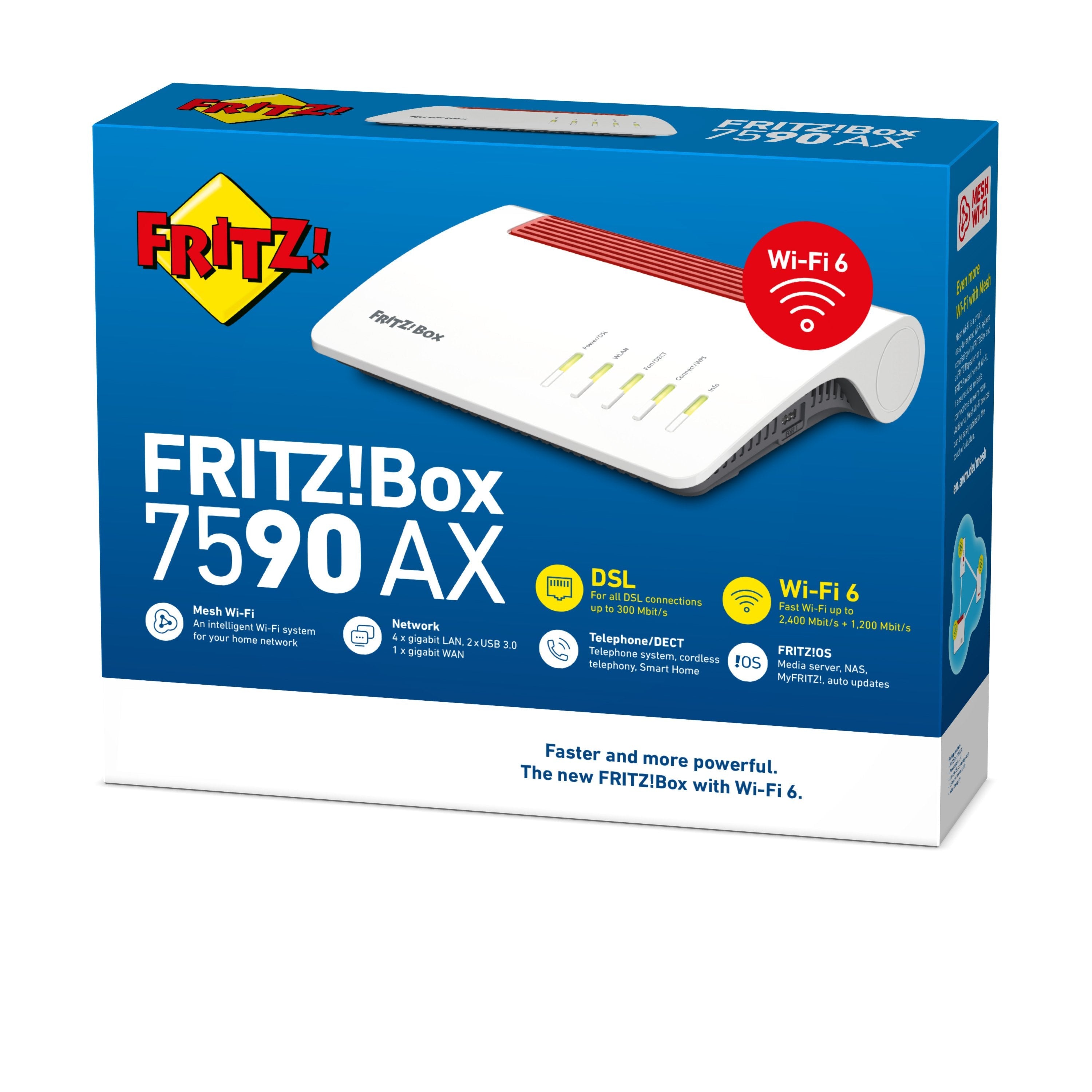 EAN 4023125029998 - Box FRITZ! 7590 AX router inalámbrico Gigabit Ethernet Doble banda (2,4 GHz / 5 GHz) Blanco imagen 4