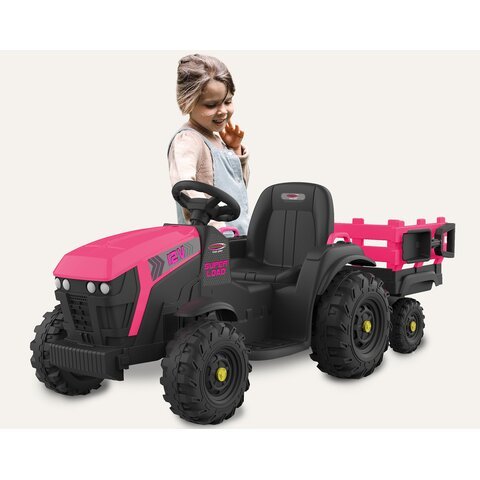 Correpasillos Jamara Ride-On Tractor Super Load Con Remolque12v Rosa