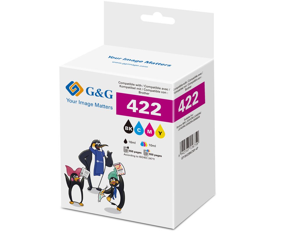Tinta G&G 4 Brother Lc422val Bk,C,M,Y (550 Páginas)