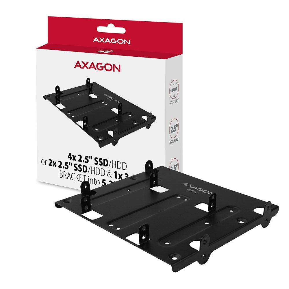 Axagon Rhd-435, Marco De Metal Para 4x 2.5 O 2x 2.5 Hdd / Ssd Y 1x 3.5 Hdd Hasta 5.25 Posicion