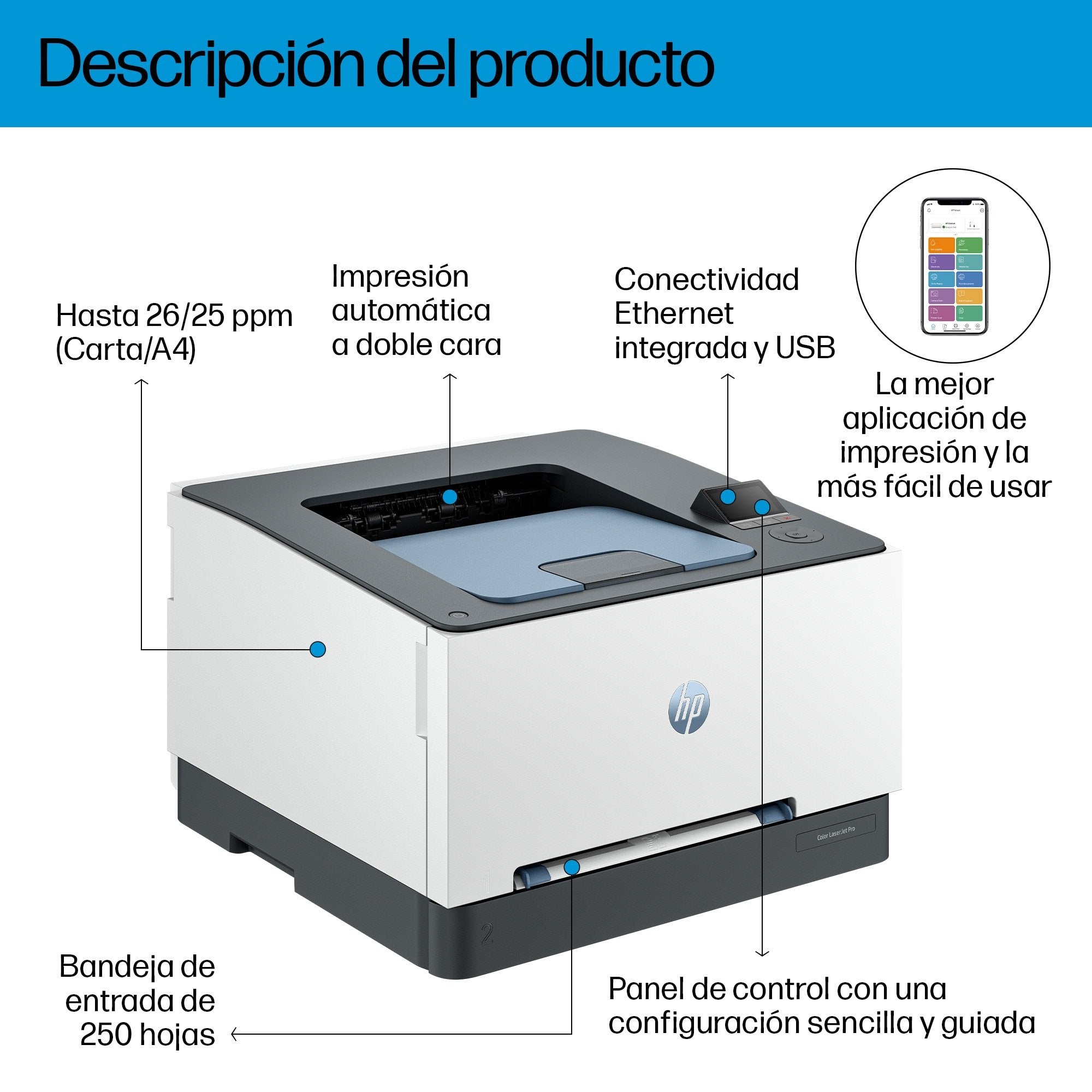Impresora Láser Color Hp Laserjet Pro 3202dn Dúplex Blanca