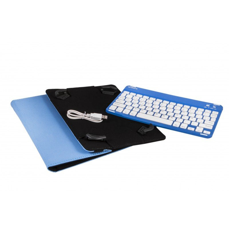 Funda Universal Gripcase Silver Ht Para Tablet 9-10\11 + Teclado Bluetooth Azul