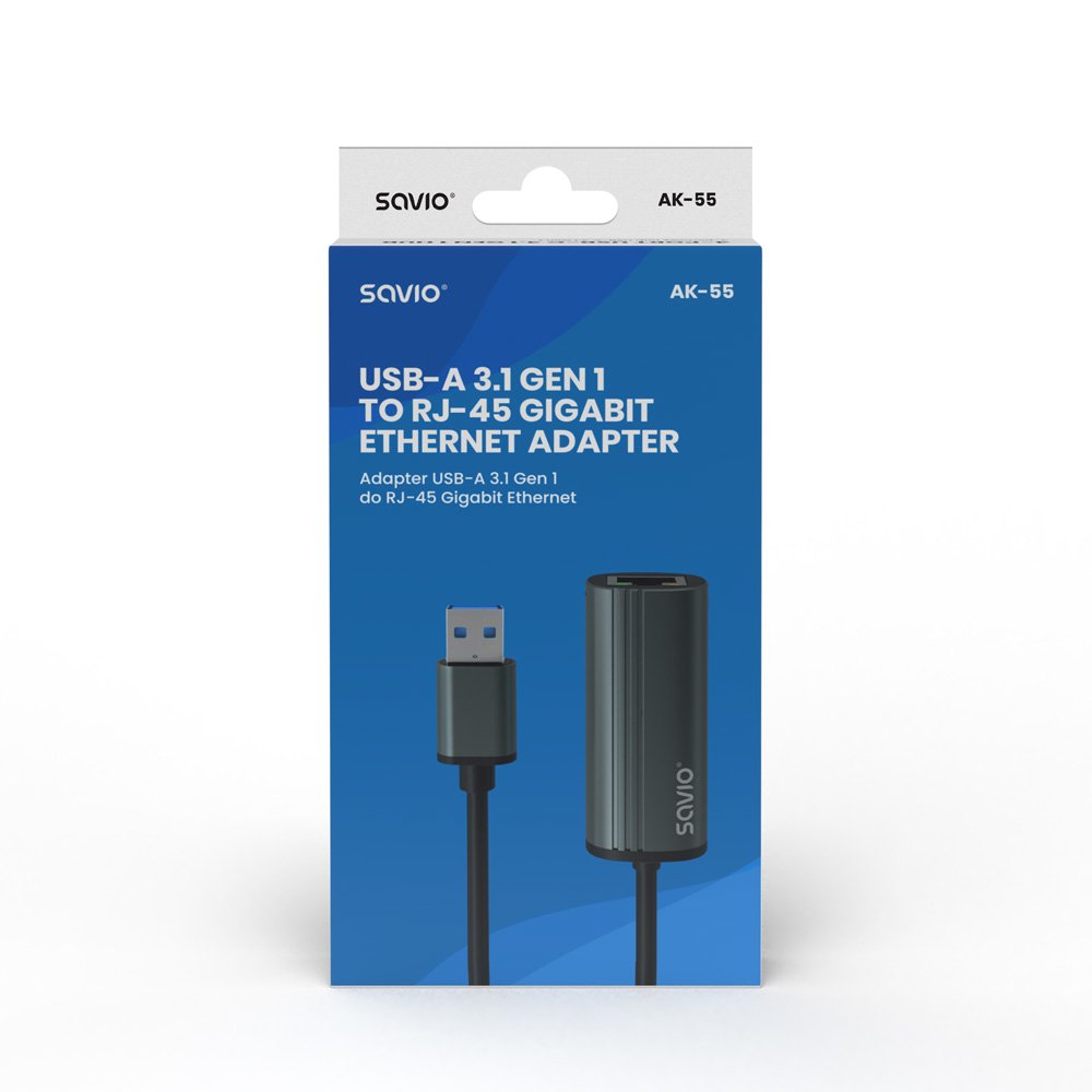 Savio Ak-55 Adapter Usb-A 3.1 Gen 1 Do Rj-45 Gigabit Ethernet