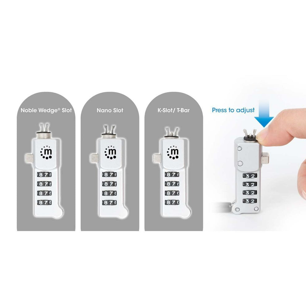 Manhattan Notebookschloss Univeral 1,8m 4-M. Pin Plata