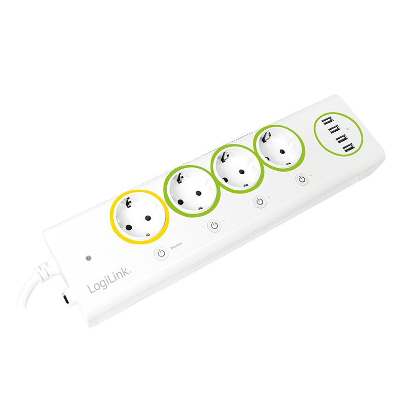 Logilink Pa0130 Base Múltiple 1,5 M 4 Salidas Ac Interior Blanco