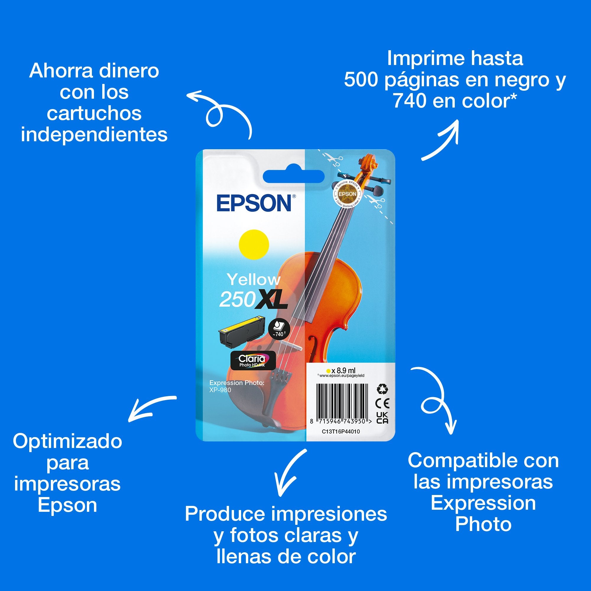 EAN 8715946743950 - Epson 250XL Violin Claria Photo HD cartucho de tinta 1 pieza(s) Original High (L) Yield imagen 3