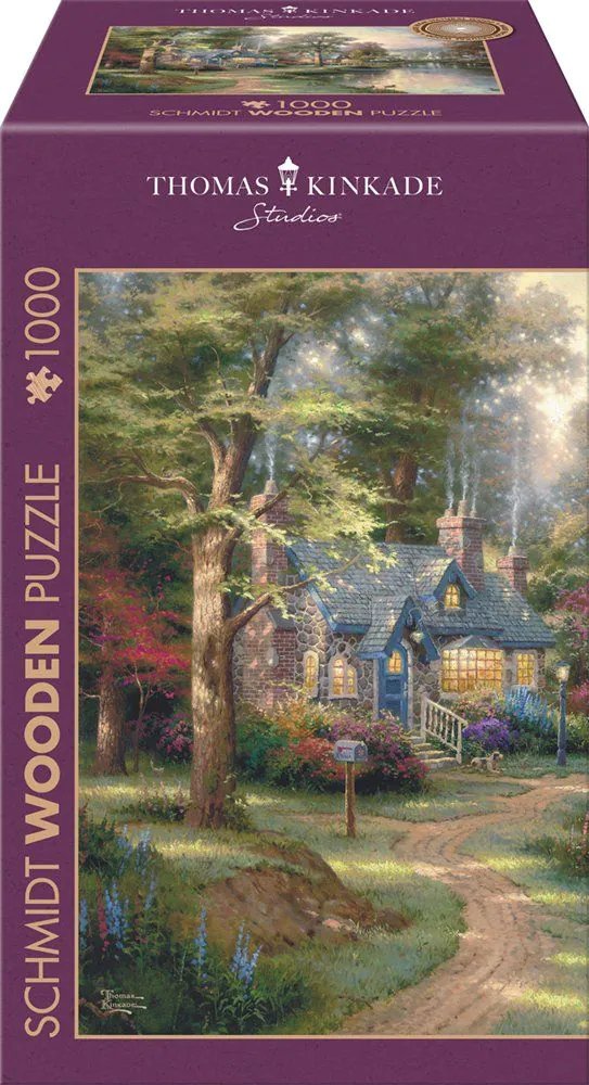Schmidt Spiele Rompecabezas De Madera Estudios Thomas Kinkade: Pueblo Junto Al Lago (1000 Piezas)