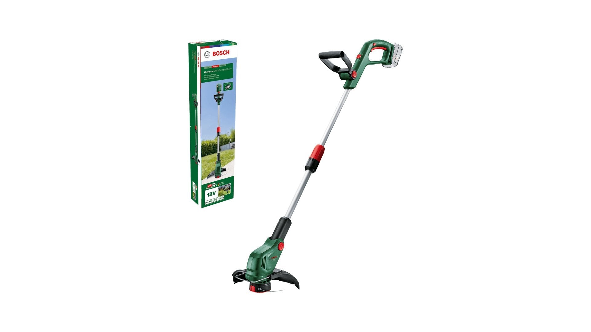 Bosch Powertools Akku-Rasentrimmer Universal Grasscut 18v-23-450 Solo, 18volt (Verde/Negro, Ohne Akku Und Ladegerät, Power For All Alliance) 06008c1g01