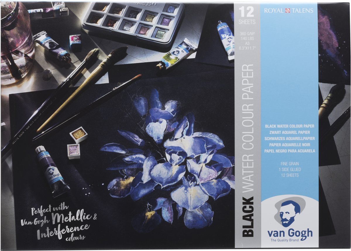 Talens Van Gogh Bloc De Papel 12 Hojas 360gr Para Acuarela A3 Negro