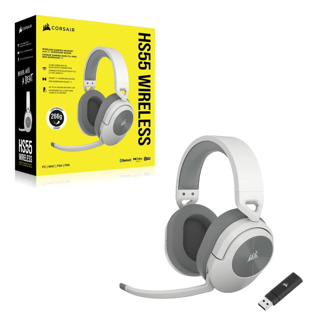 Auricular Corsair Stereo Corsair Hs55 Surround 7.1 Wireless White Ca-9011281-Eu