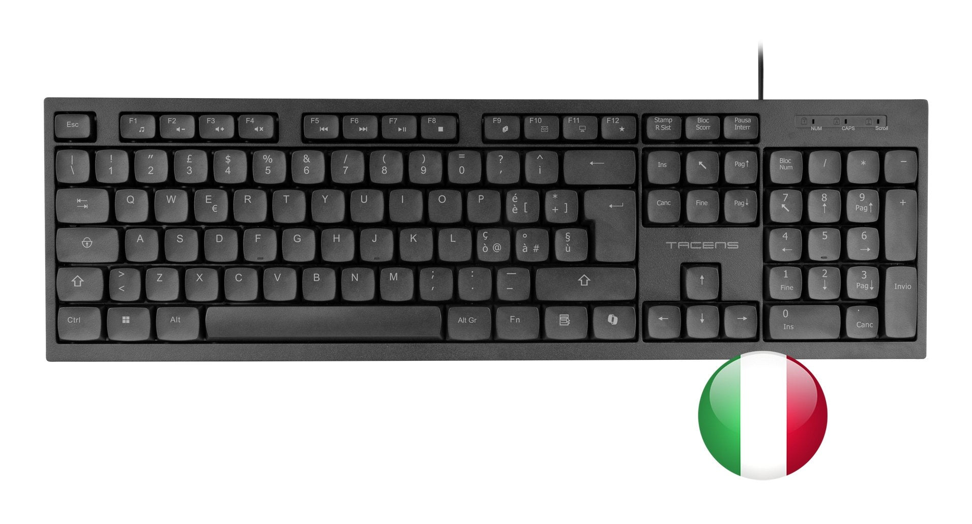 Teclado Y Mouse Tacens Anima Acp02es Teclado Usb Y Mouse Usb 1600dpi Italiano Negro