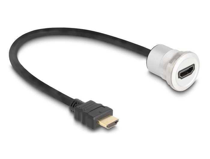 Delock Hdmi Einbaubuchse 8k 60 Hz Mit Cablepeitsche Stecker 30 Cm Aluminium