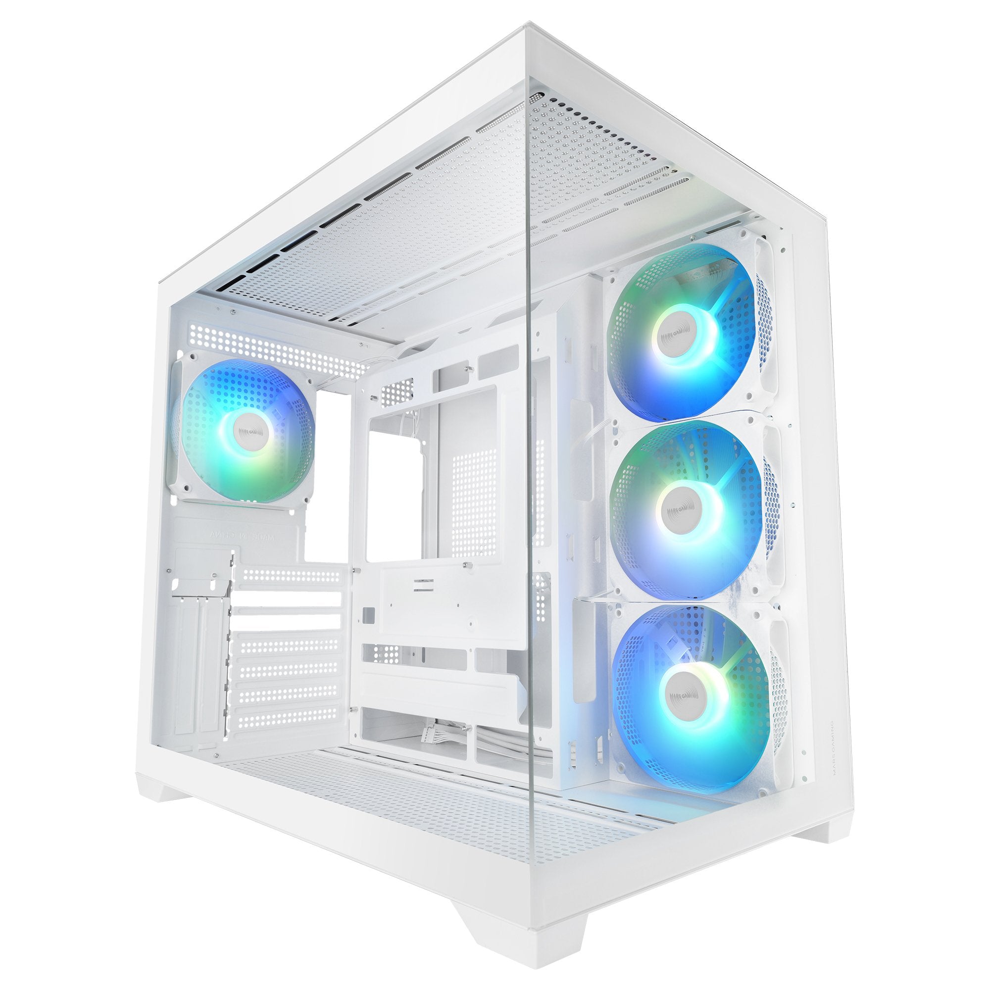 Caja Pc Atx Mars Gaming Mcv5w Cristal Templado Panoramico Argb Gpu 416mm Blanco