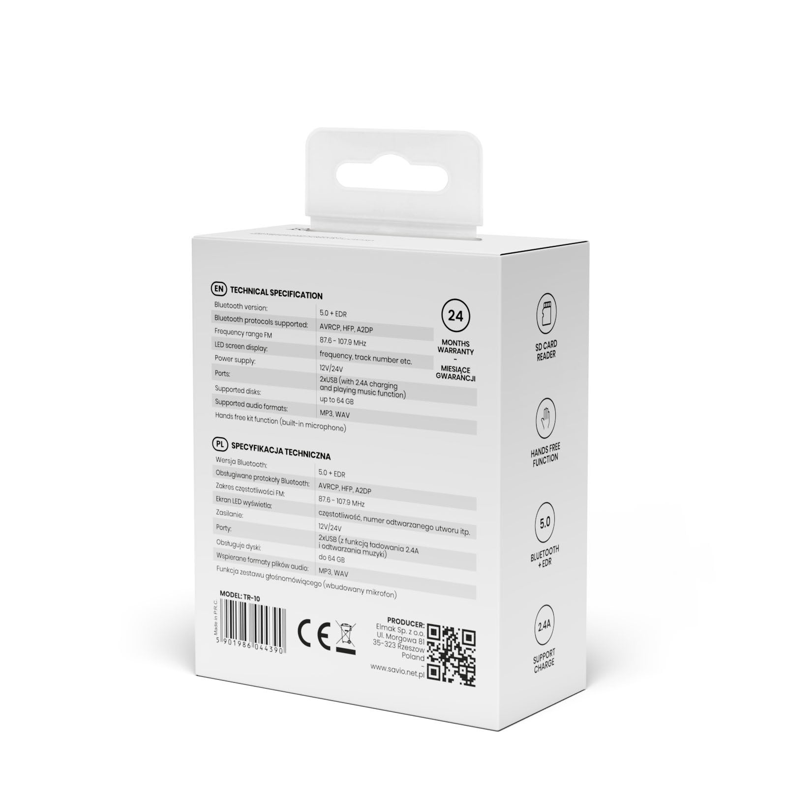 Savio Transmitter Tr-10 With Bluetooth + Car Charger 2 A