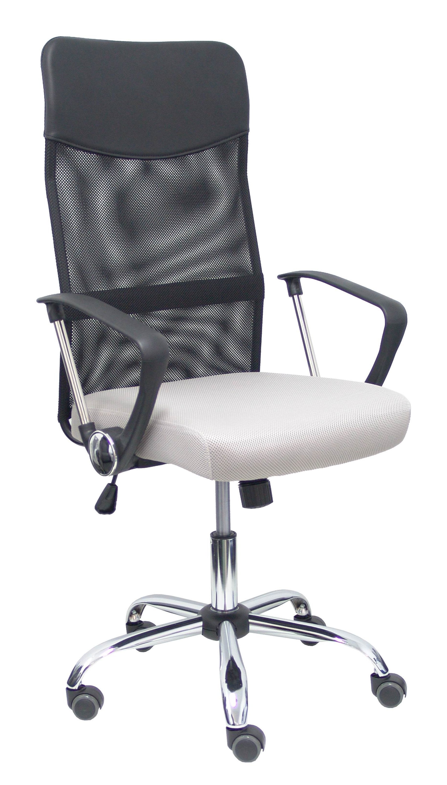 Silla Gontar Respaldo Malla Negro Asiento Gris Cla