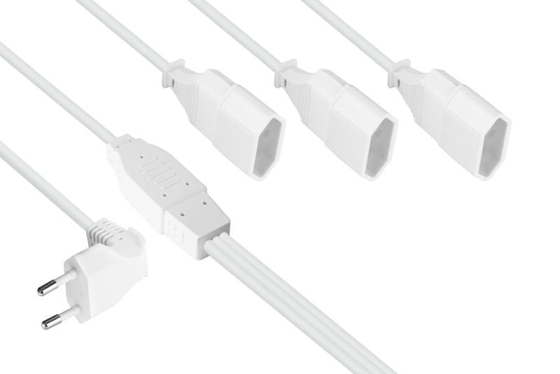 Kabelmeister Euro-Cable Alargador Con 3 Conectores Hembra, 0.25m