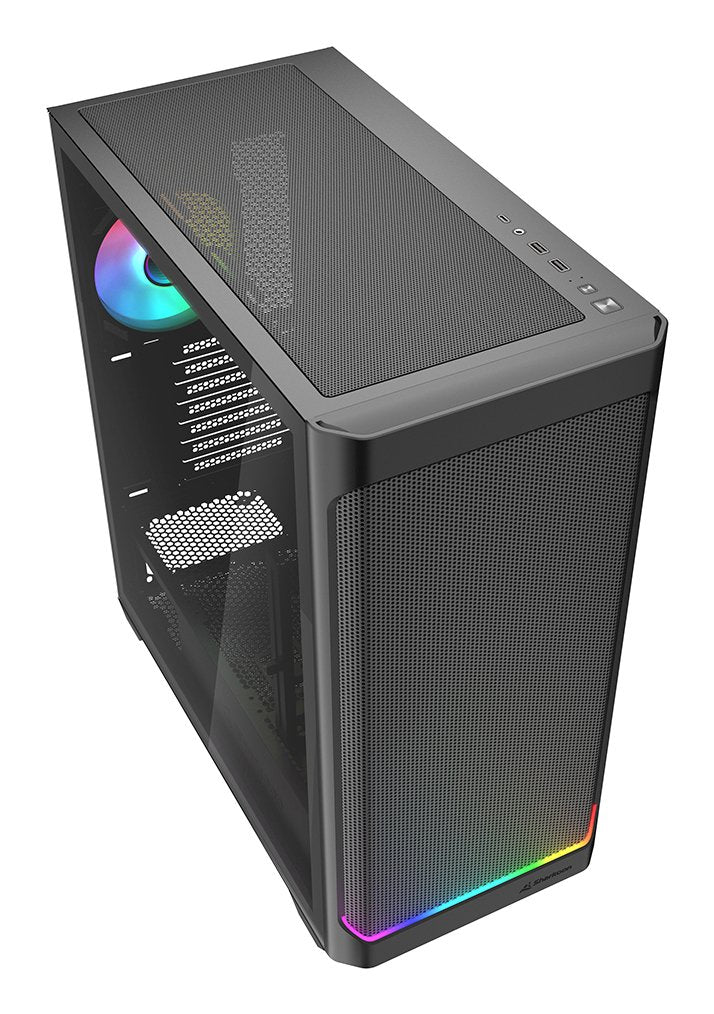 Caja Pc Sharkoon Ak4w Rgb Strip Negra, Cristal Templado 4044951041664
